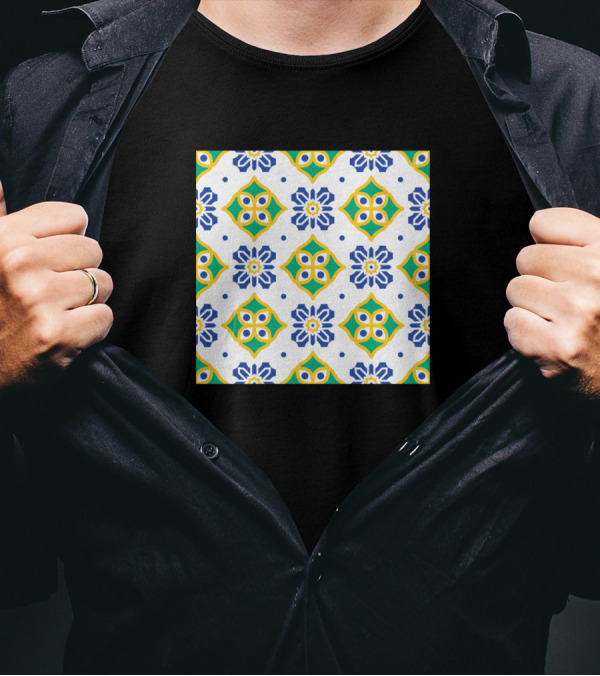 Azulejo 20 Vector Portuguese Moorish Pattern Square T-Shirt