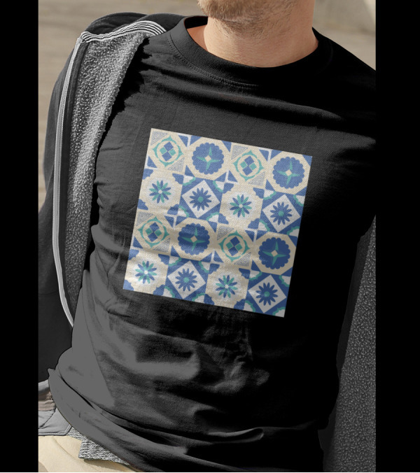 Azulejo 21 Vector Portuguese Moorish Tile Pattern Geometric T-Shirt