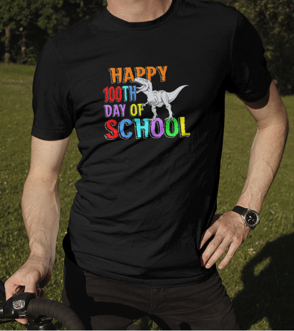Happy 100th Day Of School Dinosaur Teacher Student T-Shirt