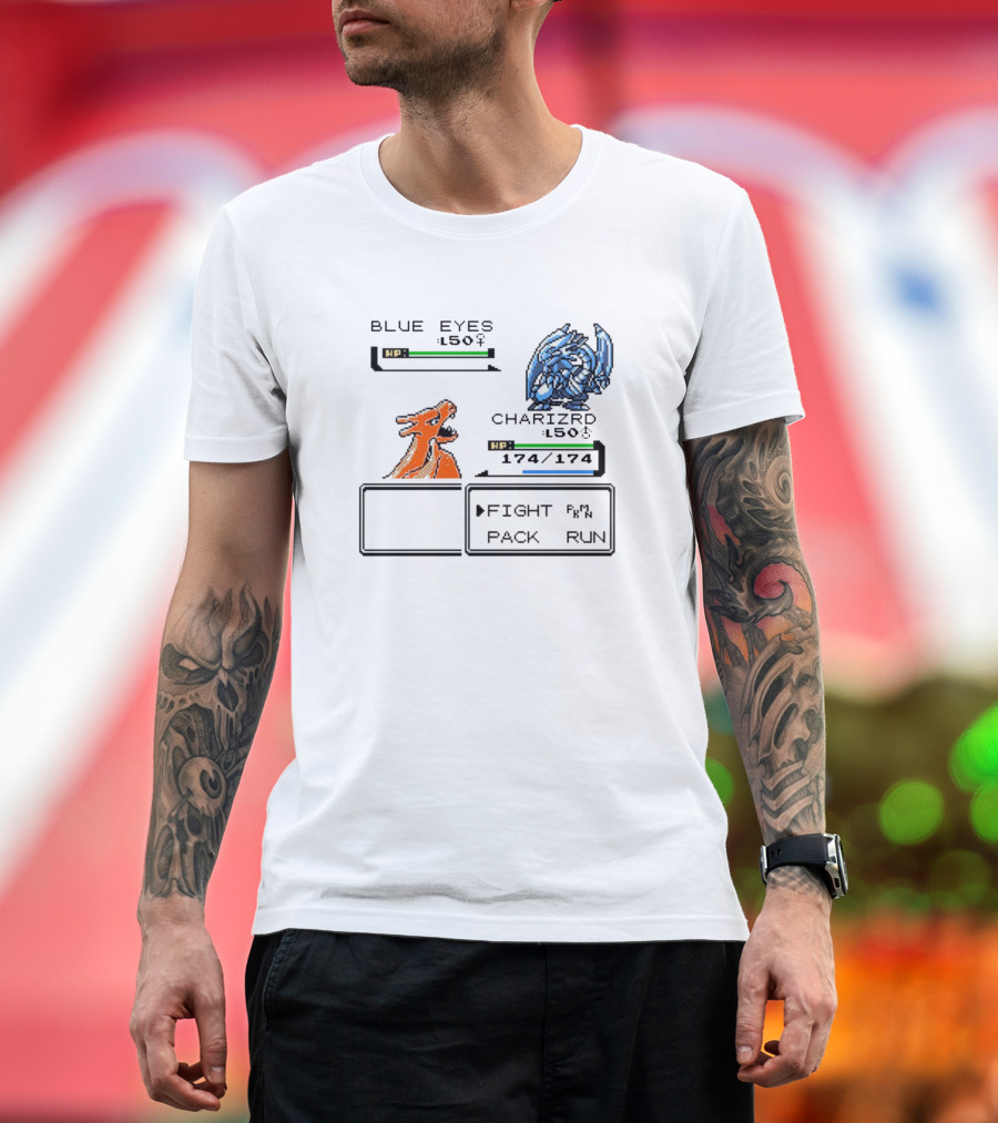 Blue Eyes vs Charizard Showdown Level 50 Gaming Creatures T-Shirt