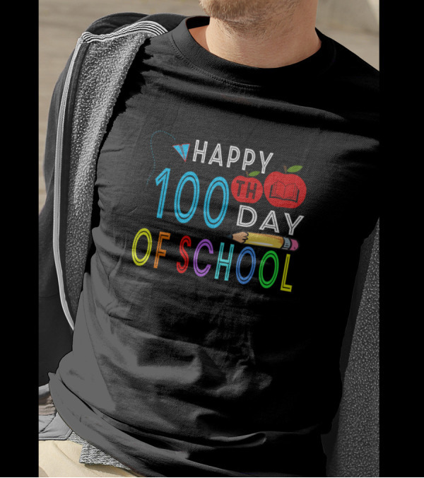 Happy 100Th Day Of School With Apple Pencil And Kite T-Shirt