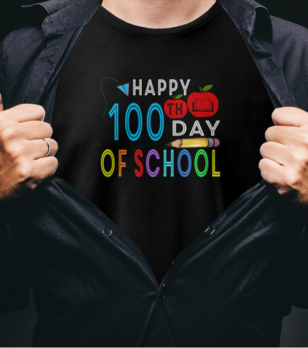 Happy 100Th Day Of School With Apple Pencil And Kite T-Shirt