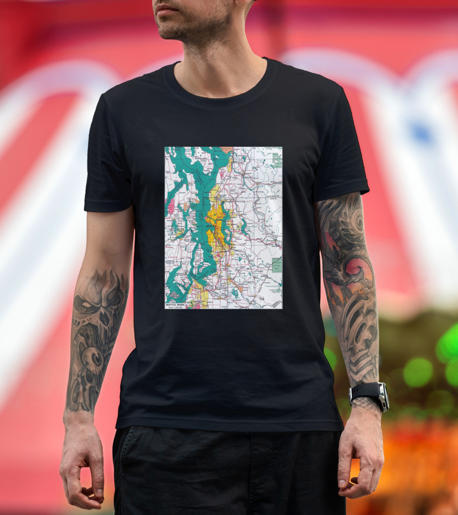Seattle Washington City Map T-Shirt
