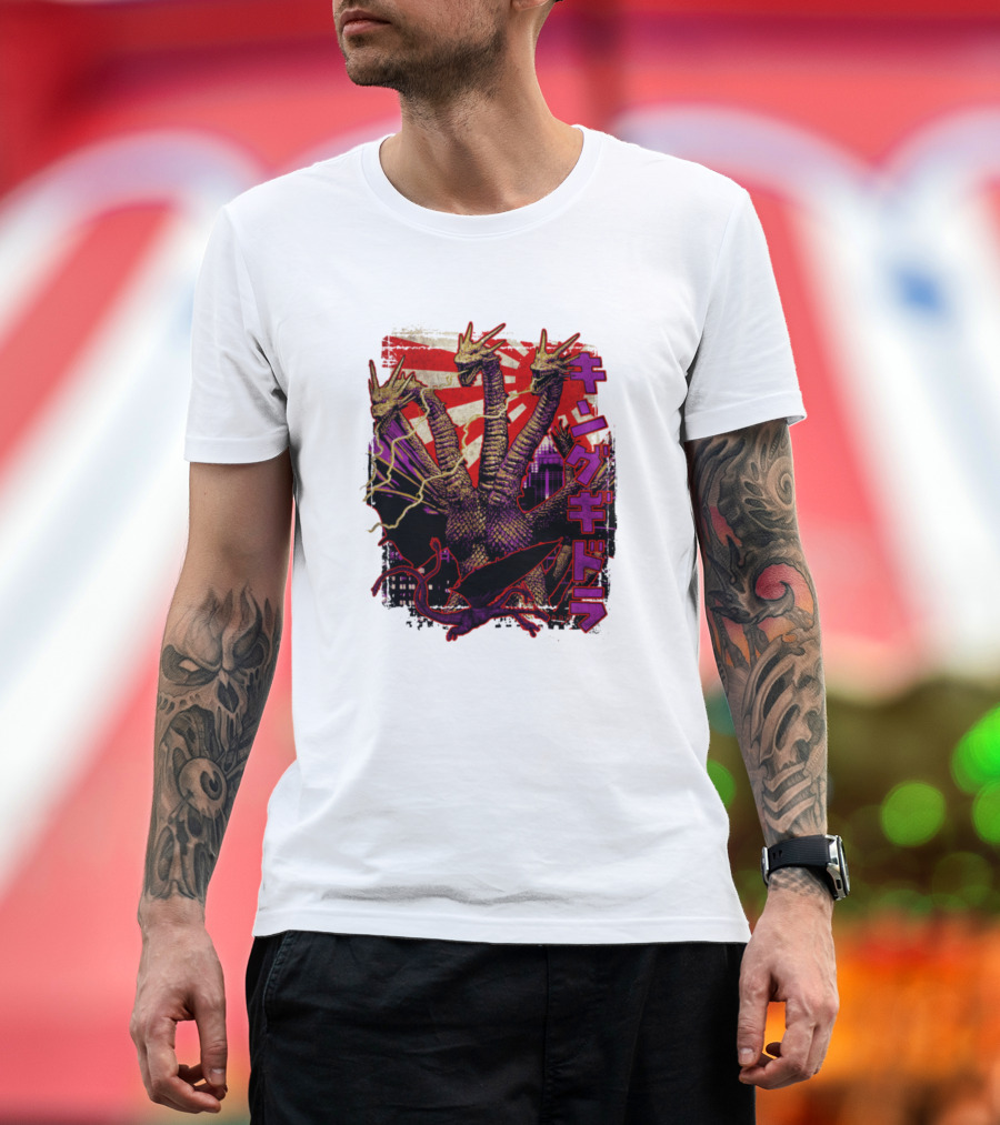 King Ghidorah Three Headed Monster Kaiju Art Japanese Retro T-Shirt