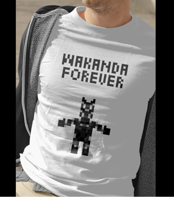 Wakanda Forever 8 Bit Dark Black Panther T-Shirt