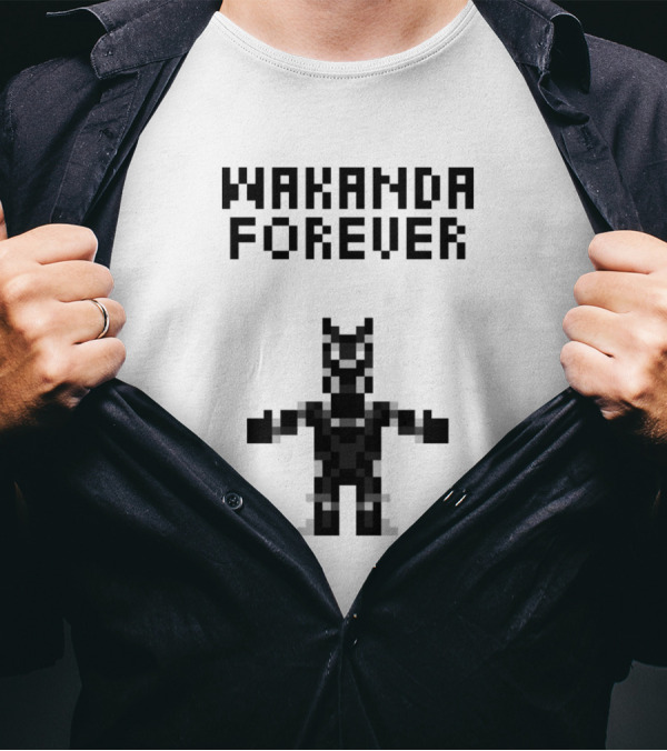 Wakanda Forever 8 Bit Dark Black Panther T-Shirt