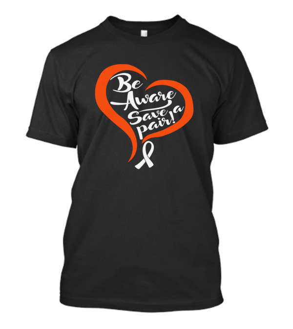 Be Aware Save A Pair Heart Ribbon Multiple Sclerosis Awareness T-Shirt