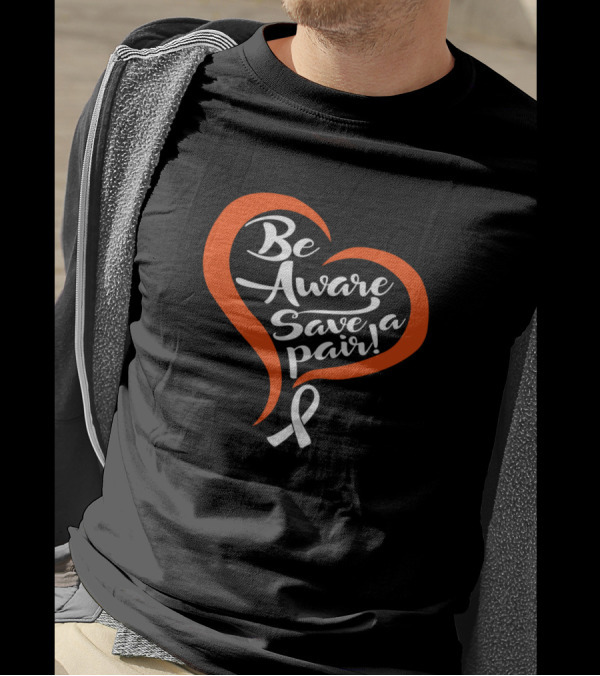 Be Aware Save A Pair Heart Ribbon Multiple Sclerosis Awareness T-Shirt