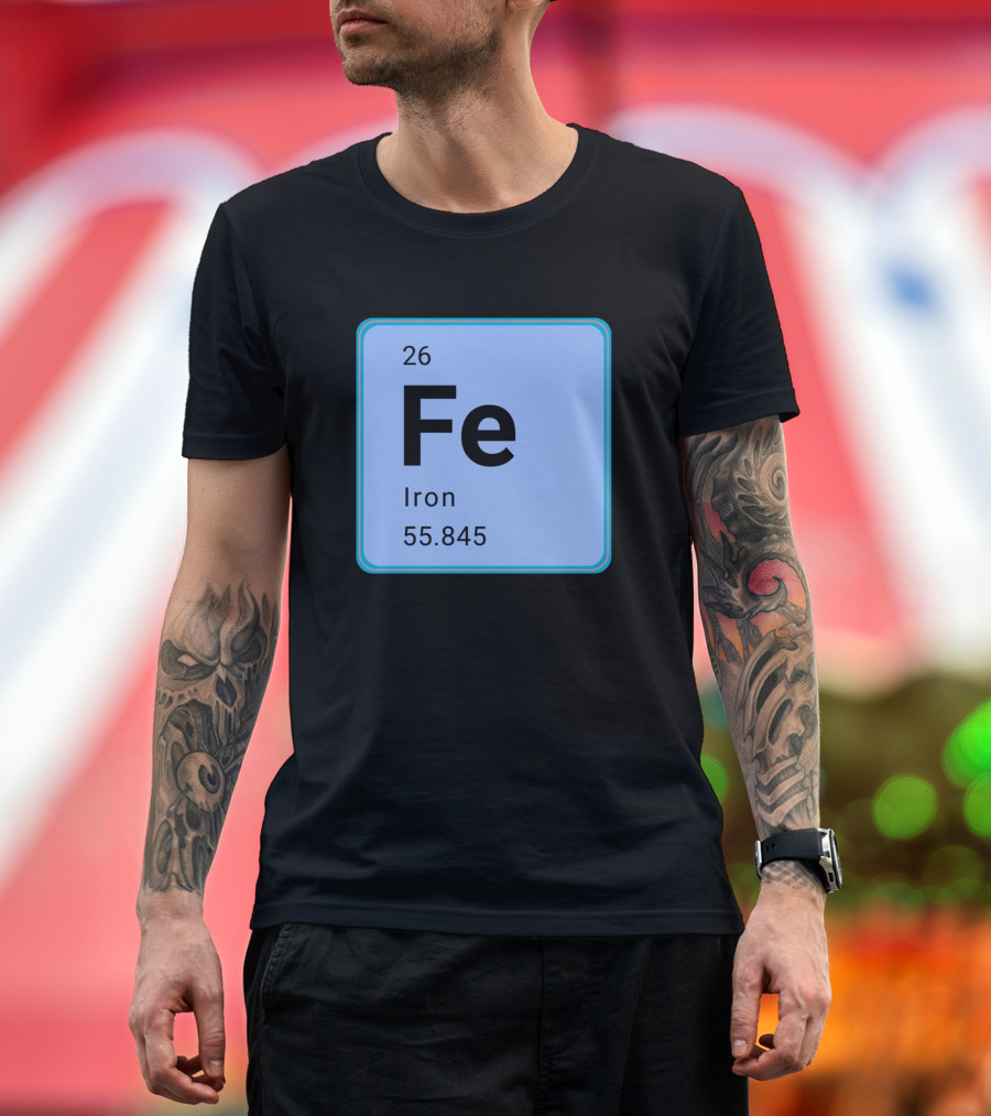 Fe Iron Ferrum Element 26 55.845 Periodic Table T-Shirt