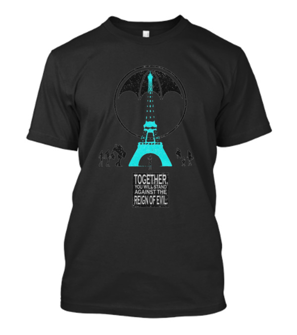 Luther And Diego And Allison And Five And Ben Against The Reign Of Evil Eiffel Tower Umbrella Academy T-Shirt