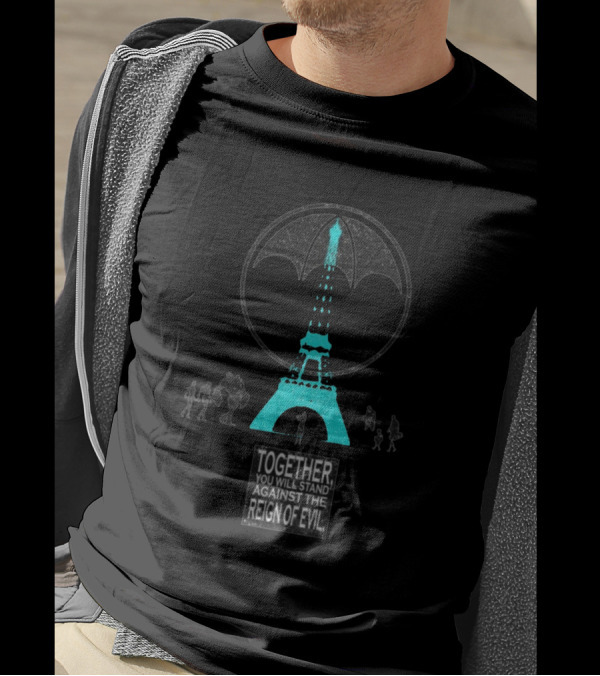 Luther And Diego And Allison And Five And Ben Against The Reign Of Evil Eiffel Tower Umbrella Academy T-Shirt