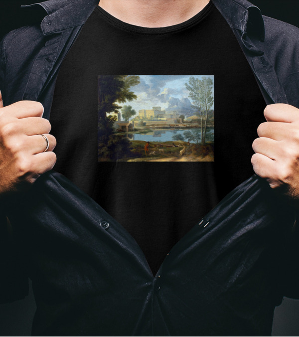 Nicolas Poussin Landscape With A Calm Scenic Reflections And Tranquil Atmosphere T-Shirt