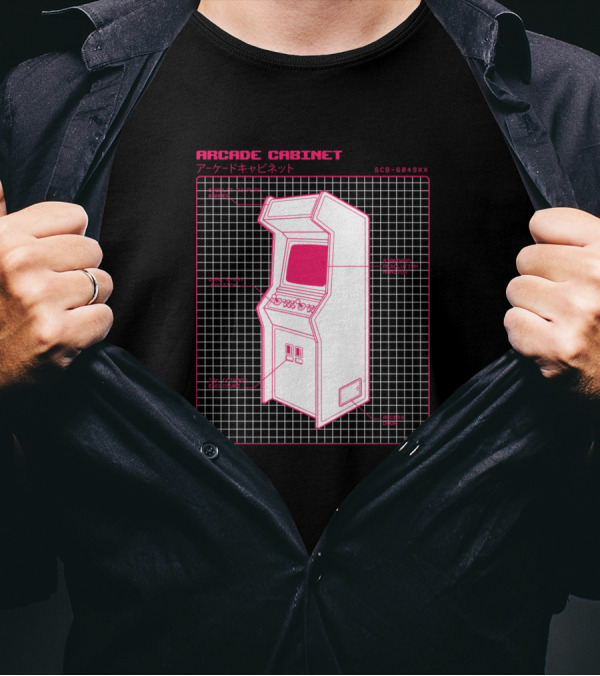 Arcade Cabinet Diagram SCP-6049XX Retro Video Game Grid T-Shirt