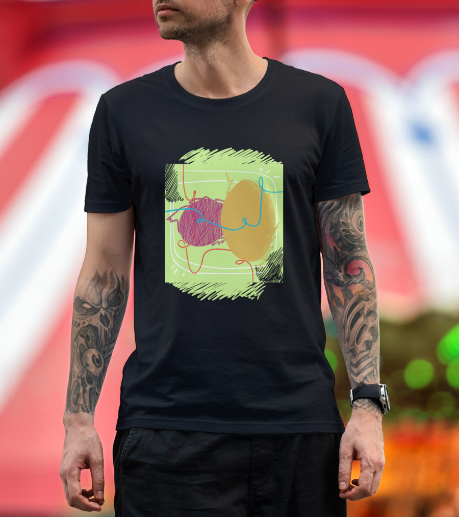 Ballon Scribble Abstract Egg Shape Colorful Lines T-Shirt