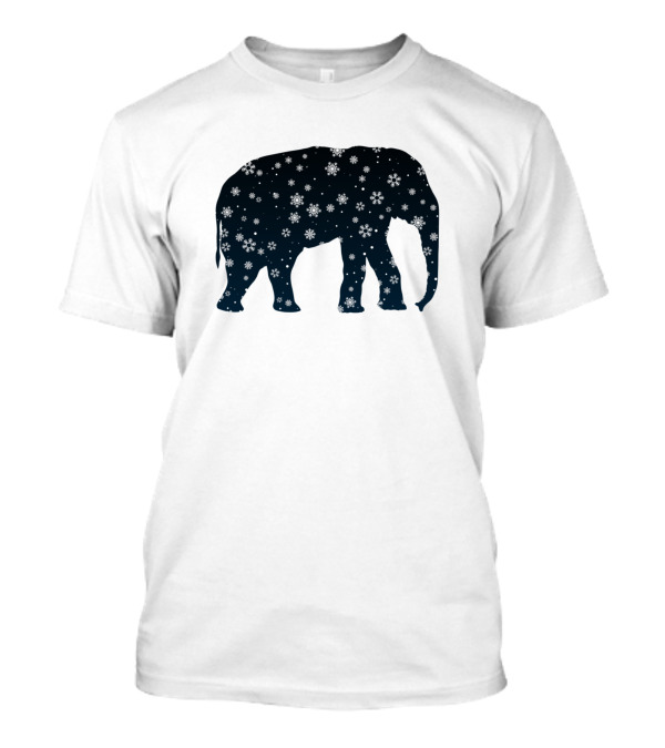 Elephant Snowflakes Dark Silhouette With Winter T-Shirt