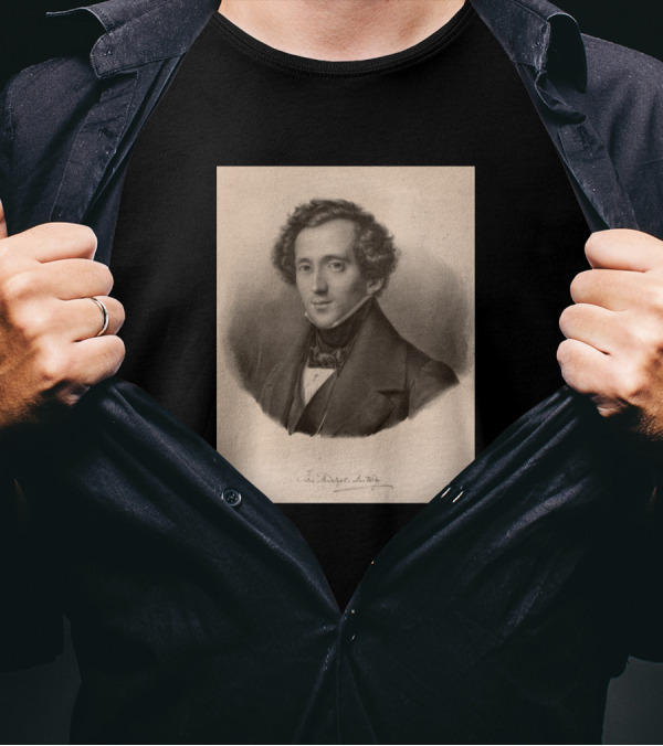 Felix Mendelssohn Portrait Lithograph By Joseph Kriehuber T-Shirt