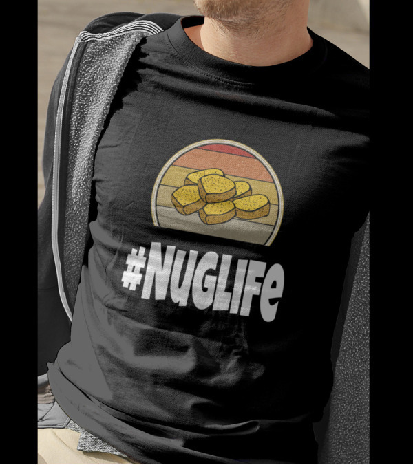 NUGLIFE Funny Chicken Nugget Nug Hashtag Nuglif Retro Circle T-Shirt