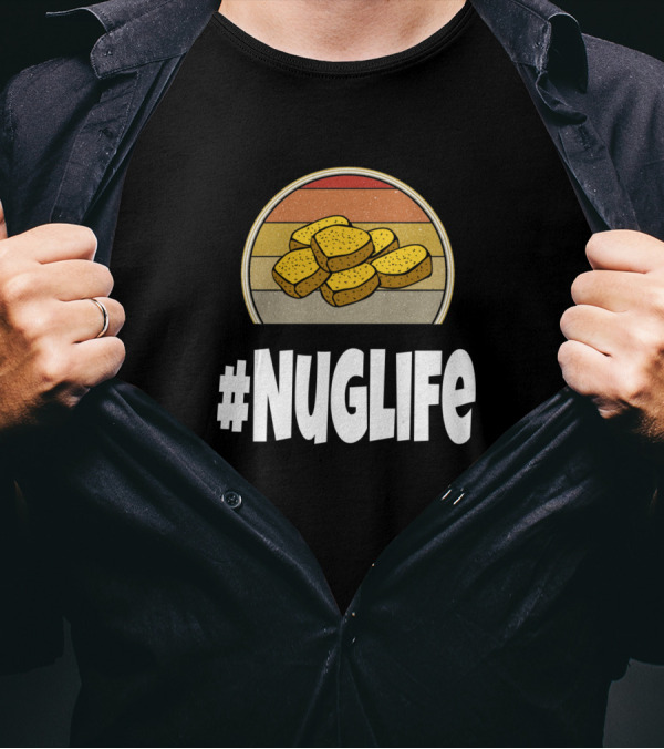NUGLIFE Funny Chicken Nugget Nug Hashtag Nuglif Retro Circle T-Shirt