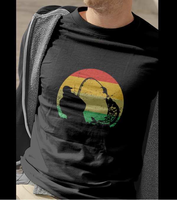 Sorry I Missed Your Call I Was On The Other Line Fishing Silhouette Vintage Sunset T-Shirt