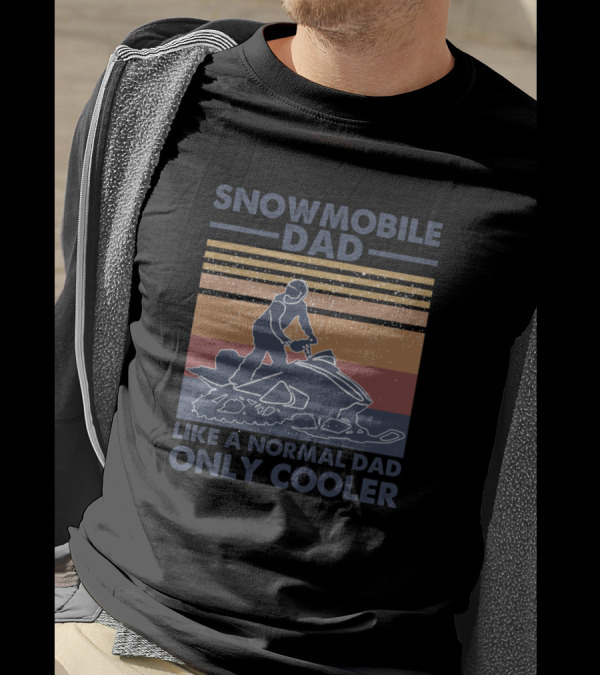 Snowmobile Dad Like A Normal Dad Only Cooler Retro Sunset Snow Rider T-Shirt