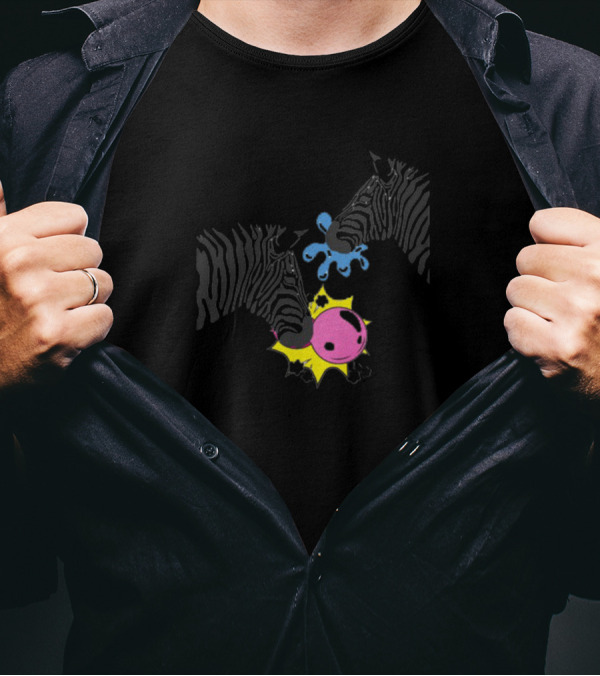Zebras Pop Bubble Gum Color Splash T-Shirt
