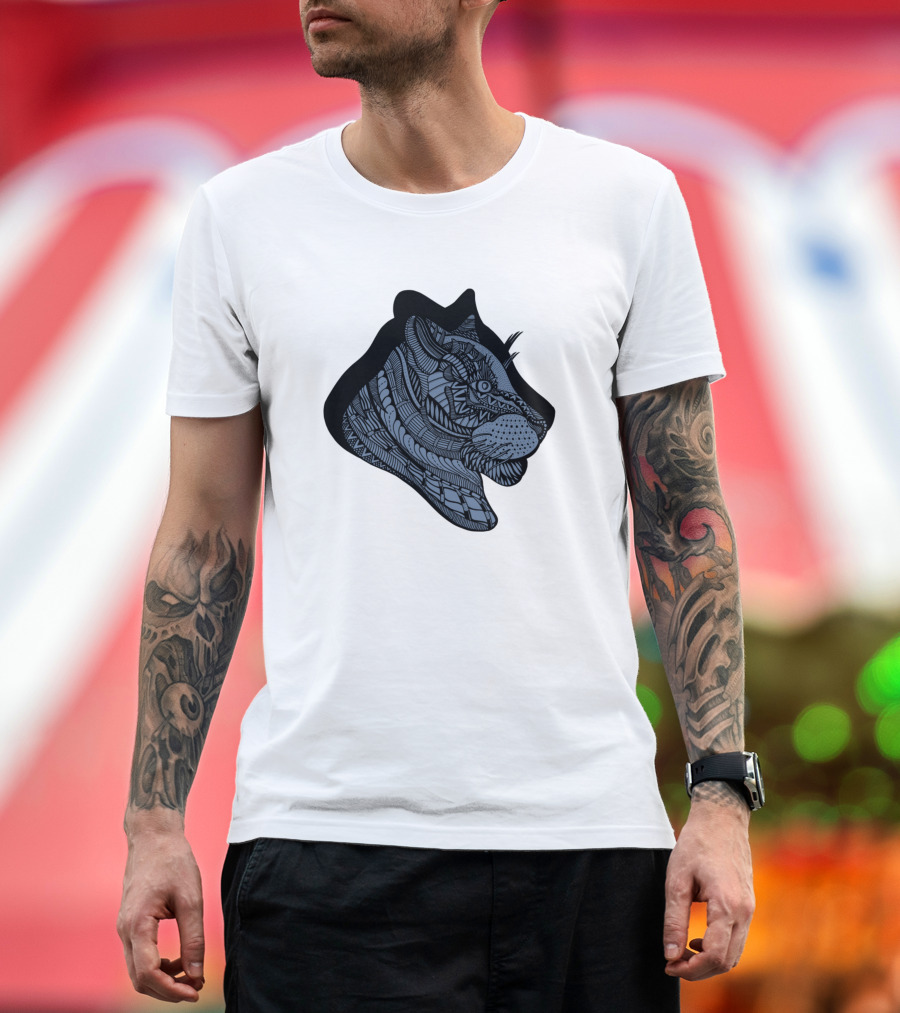 Cheetah Mandala Line Art Wildlife Intricate Face T-Shirt