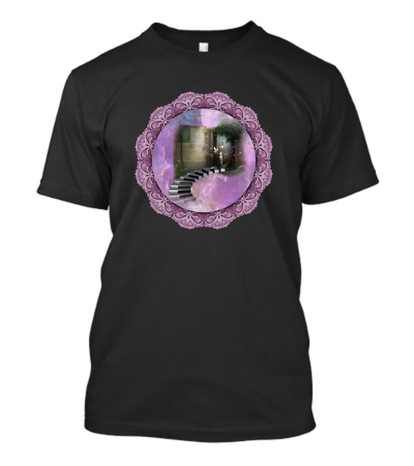 Dancing On A Piano In The Cave With Violet Border And Sparkling Lights T-Shirt