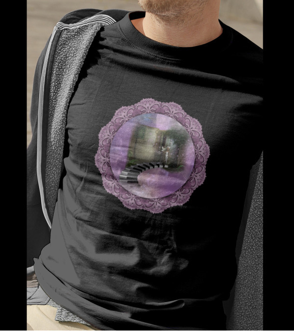 Dancing On A Piano In The Cave With Violet Border And Sparkling Lights T-Shirt