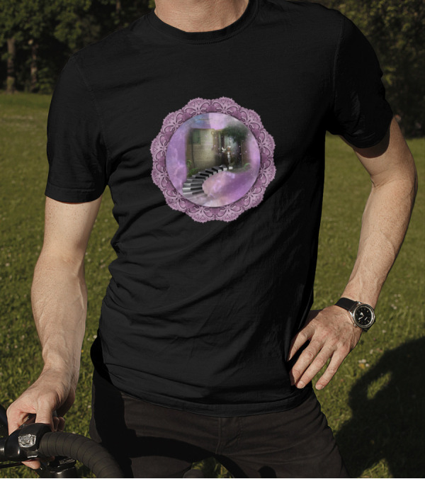 Dancing On A Piano In The Cave With Violet Border And Sparkling Lights T-Shirt