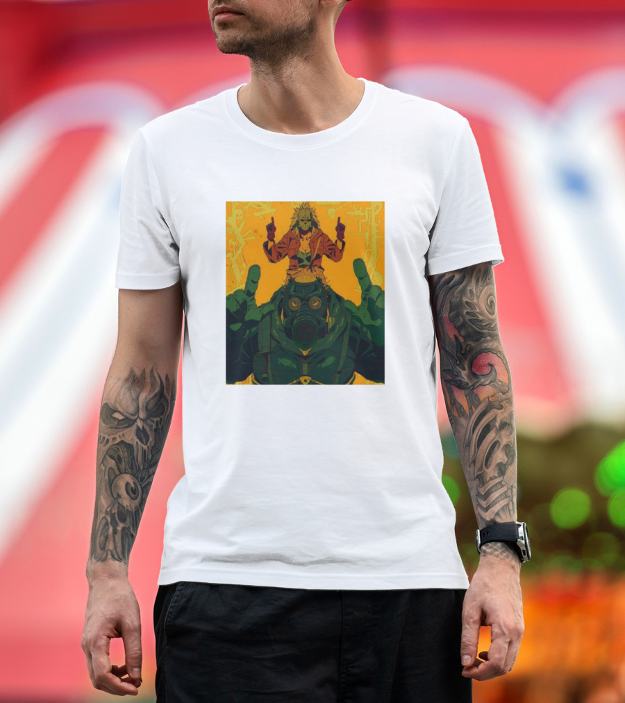 Dorohedoro Anime Illustration with Gas Mask Character T-Shirt