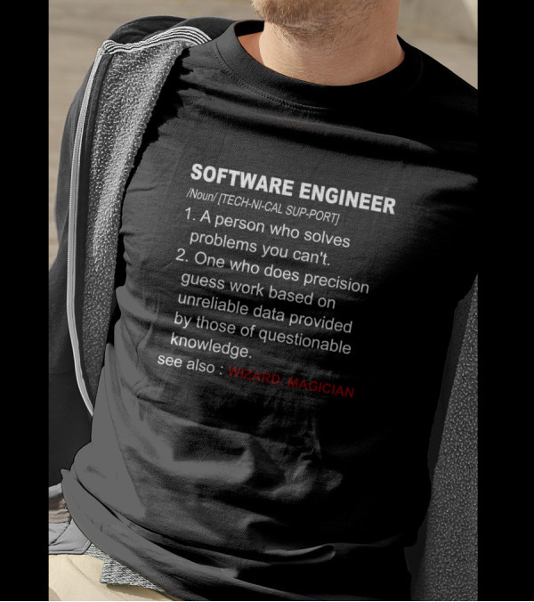 SOFTWARE ENGINEER Definition Funny Technical Support Wizard Magician T-Shirt