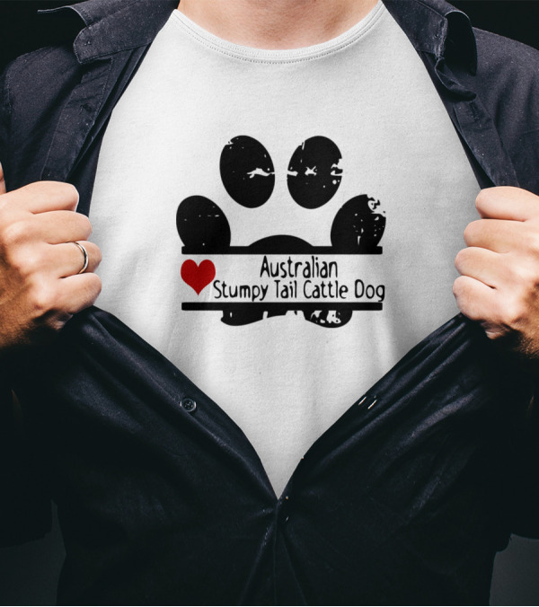 Australian Stumpy Tail Cattle Dog Heart Paw T-Shirt