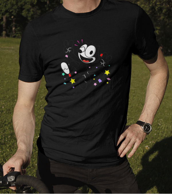 Funny Felix The Cat With Stars And Confetti T-Shirt