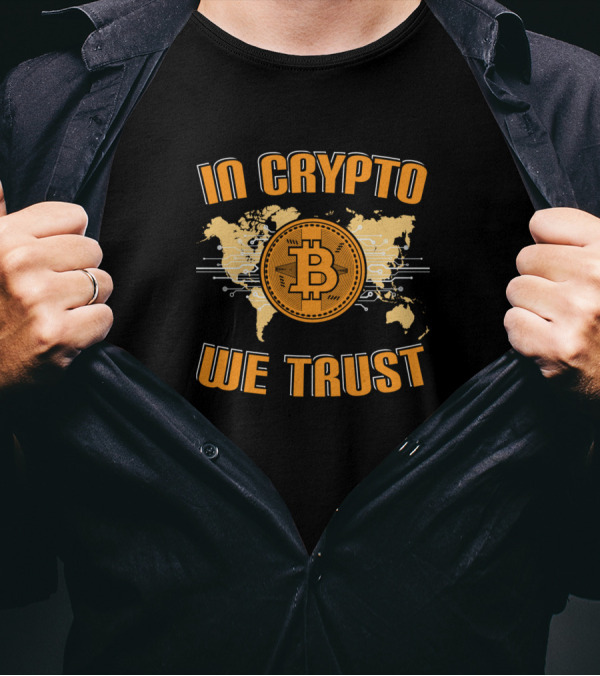 In Crypto We Trust Bitcoin Blockchain Trader Map T-Shirt