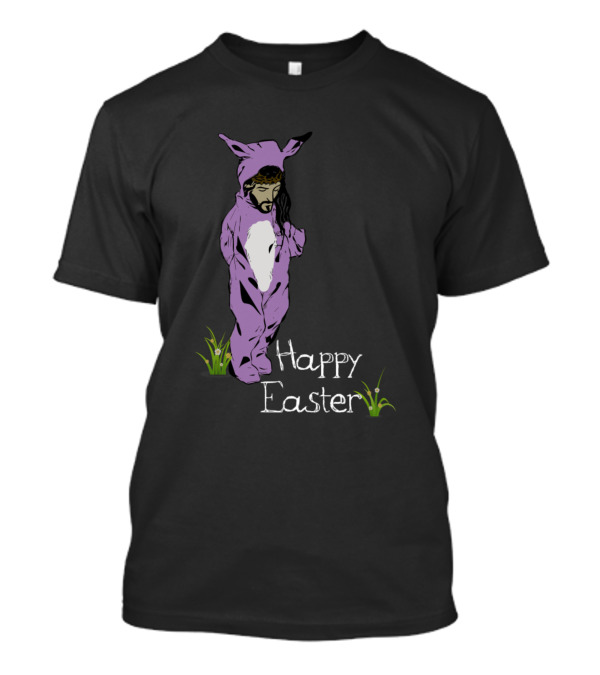 Happy Easter Jesus In Purple Bunny Suit T-Shirt