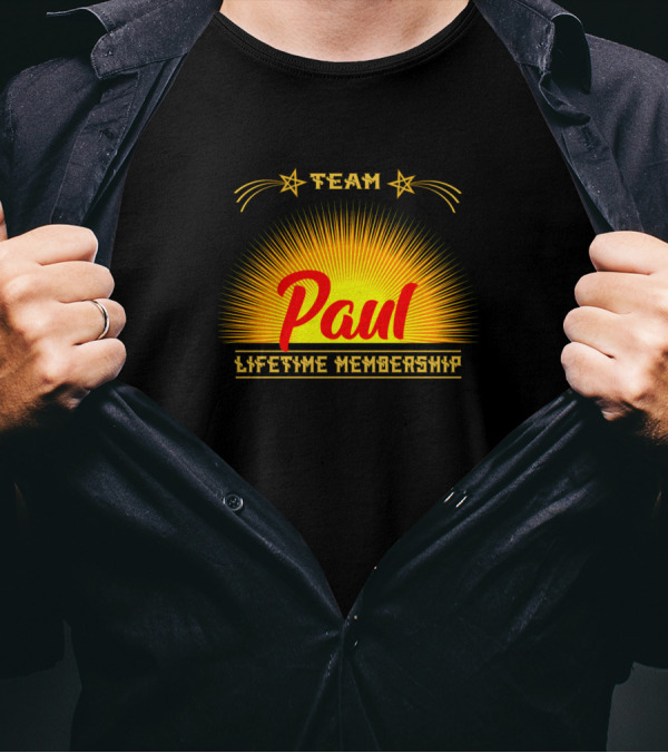 Team Paul Lifetime Membership Sunburst Stars T-Shirt