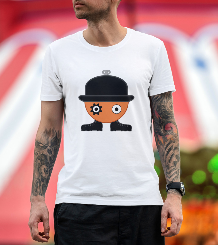 Clockwork Orange Minimalist Gear Face in Bowler Hat and Boots T-Shirt