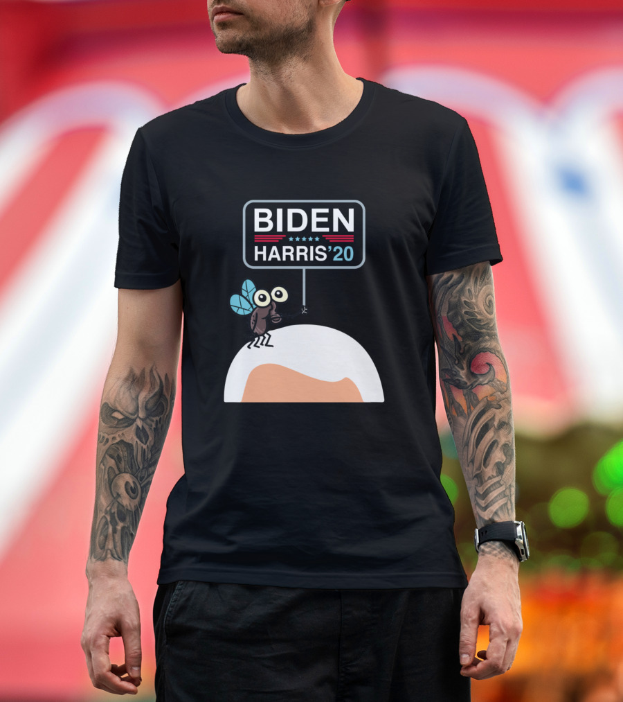 Biden Harris '20 Debate Fly on Mike Pence's Head T-Shirt
