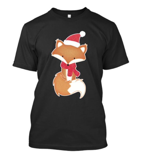 Weihnachtsfuchs Mit Rotem Schal Und Mütze T-Shirt