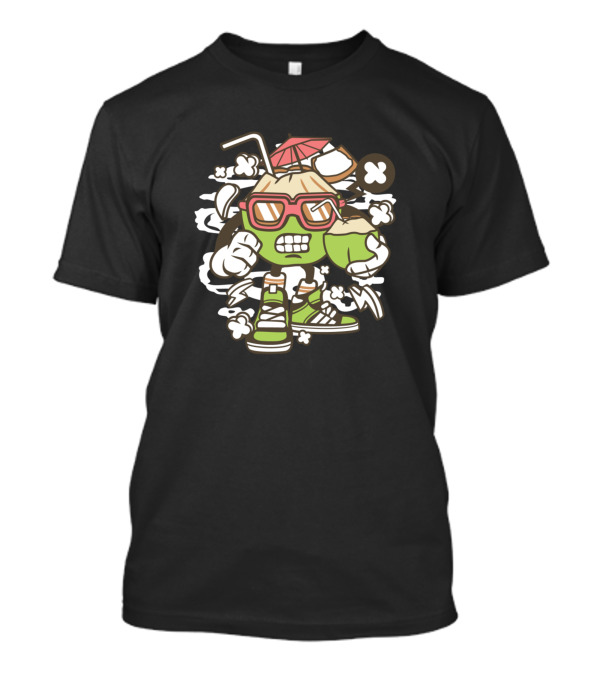 Coconut Character With Sunglasses And Sneakers For Animated Comics Pop Culture T-Shirt