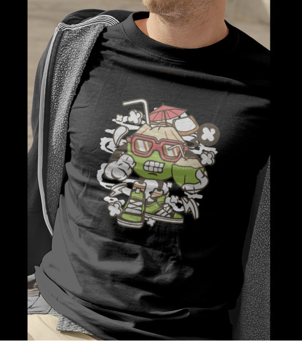 Coconut Character With Sunglasses And Sneakers For Animated Comics Pop Culture T-Shirt