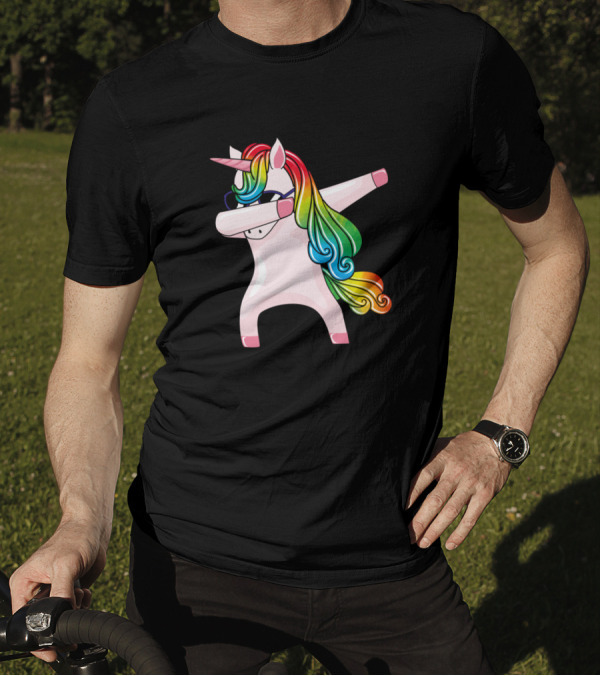 Rainbow Dabbing Unicorn In Sunglasses Dab Pose T-Shirt