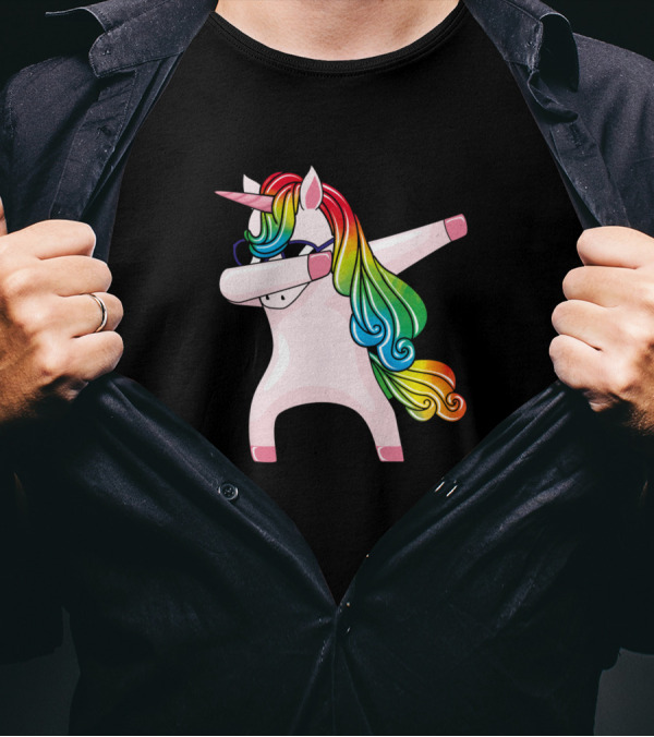 Rainbow Dabbing Unicorn In Sunglasses Dab Pose T-Shirt