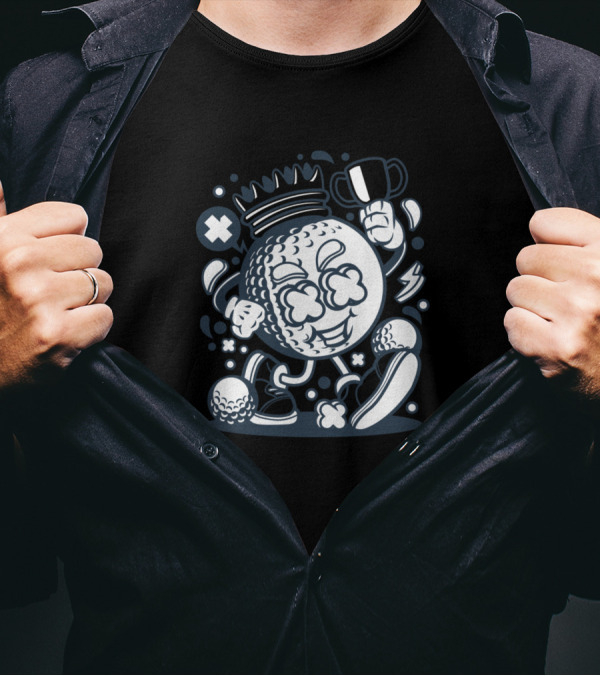 Golf King Animated Characters Comics And Pop Golf Ball Crown Trophy T-Shirt