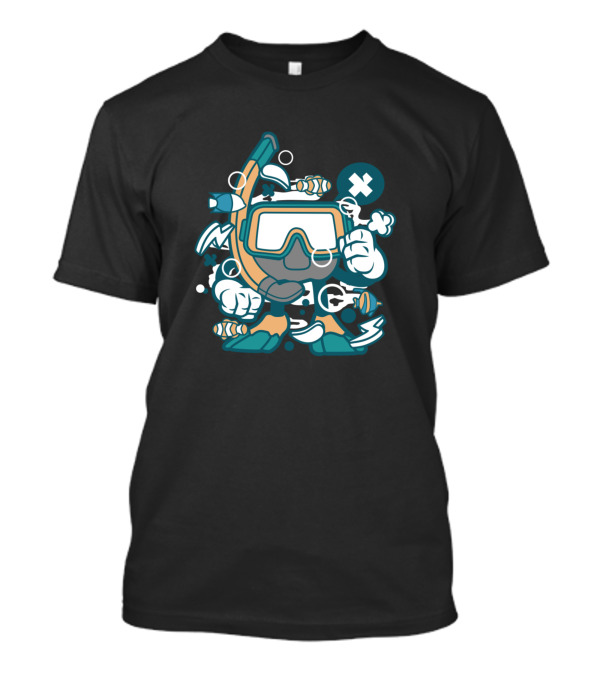 Google Diving For Animated Characters Comics Snorkeling Adventure Bubbles T-Shirt