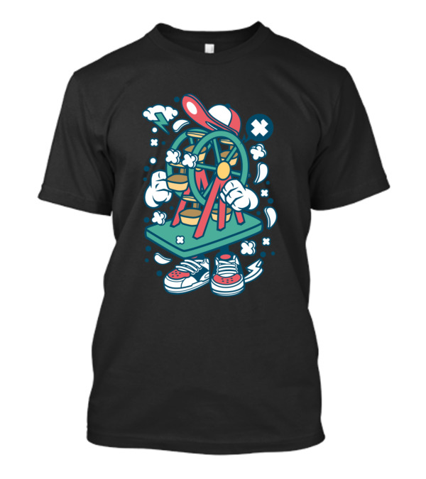 High Roller Ferris Wheel Sneakers And Cap Animated Characters Comics Pop T-Shirt