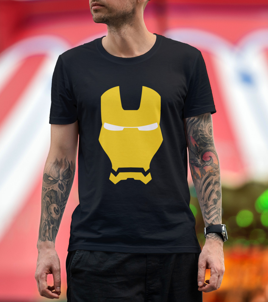 Iron Man Face Yellow Helmet T-Shirt