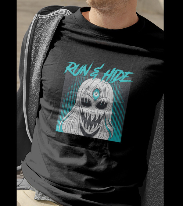 Run N Hide Creepy Masked Figure With Third Eye And Sharp Teeth T-Shirt