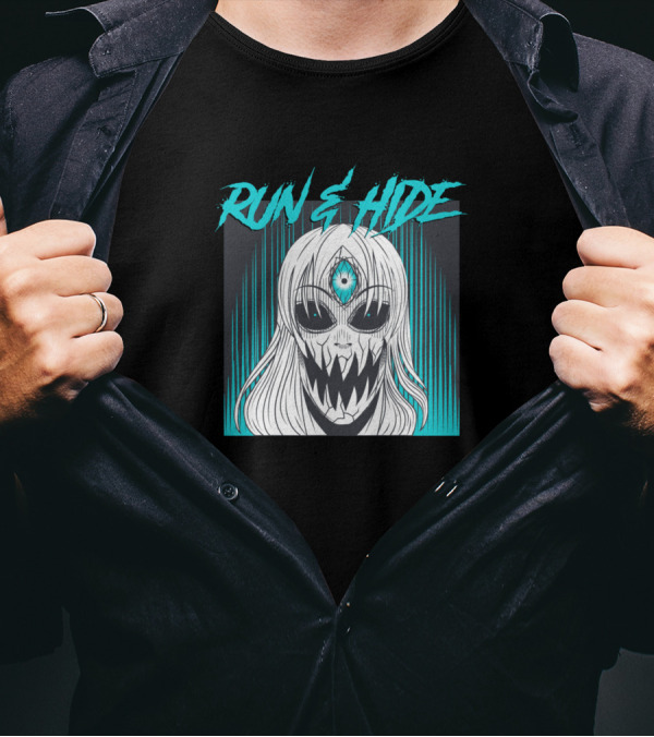 Run N Hide Creepy Masked Figure With Third Eye And Sharp Teeth T-Shirt