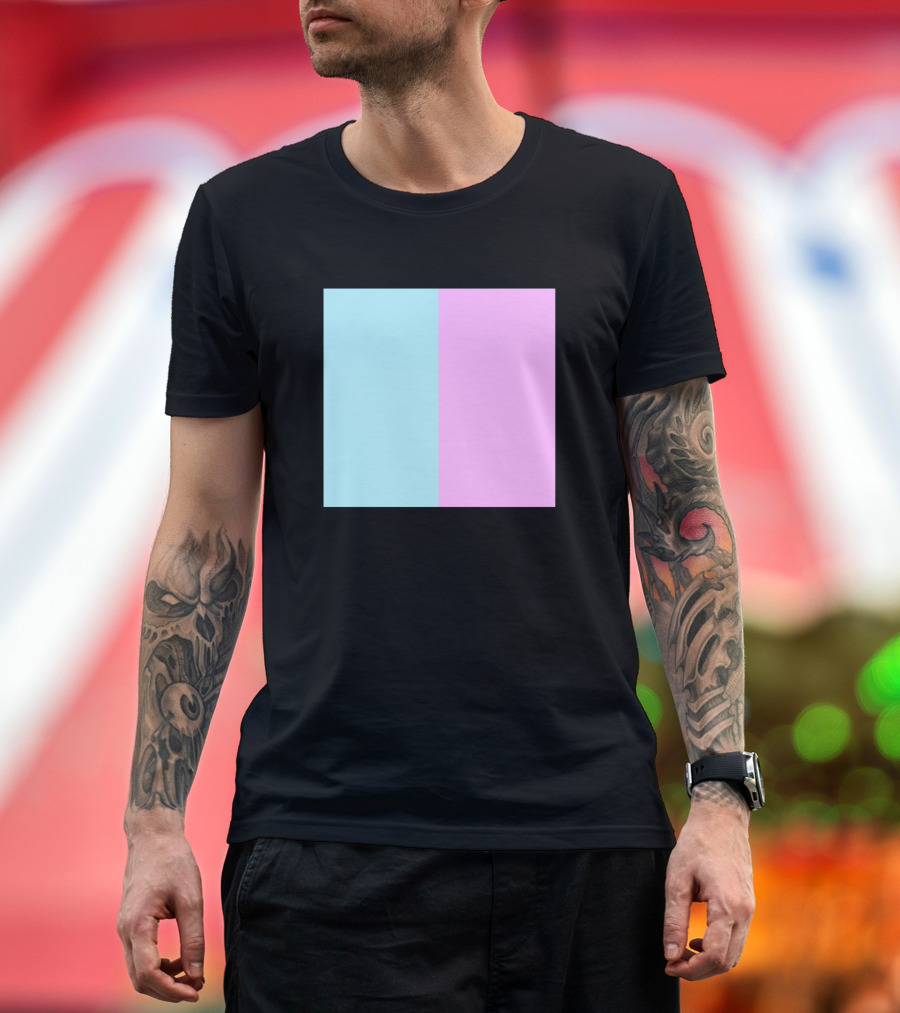 Color Combination Teal Pink Contrast T-Shirt